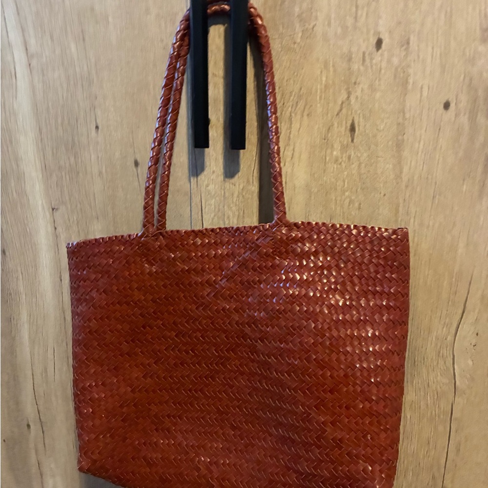 J. Crew (Madewell) Woven Leather Tote Bag - Rich Cognac Brown